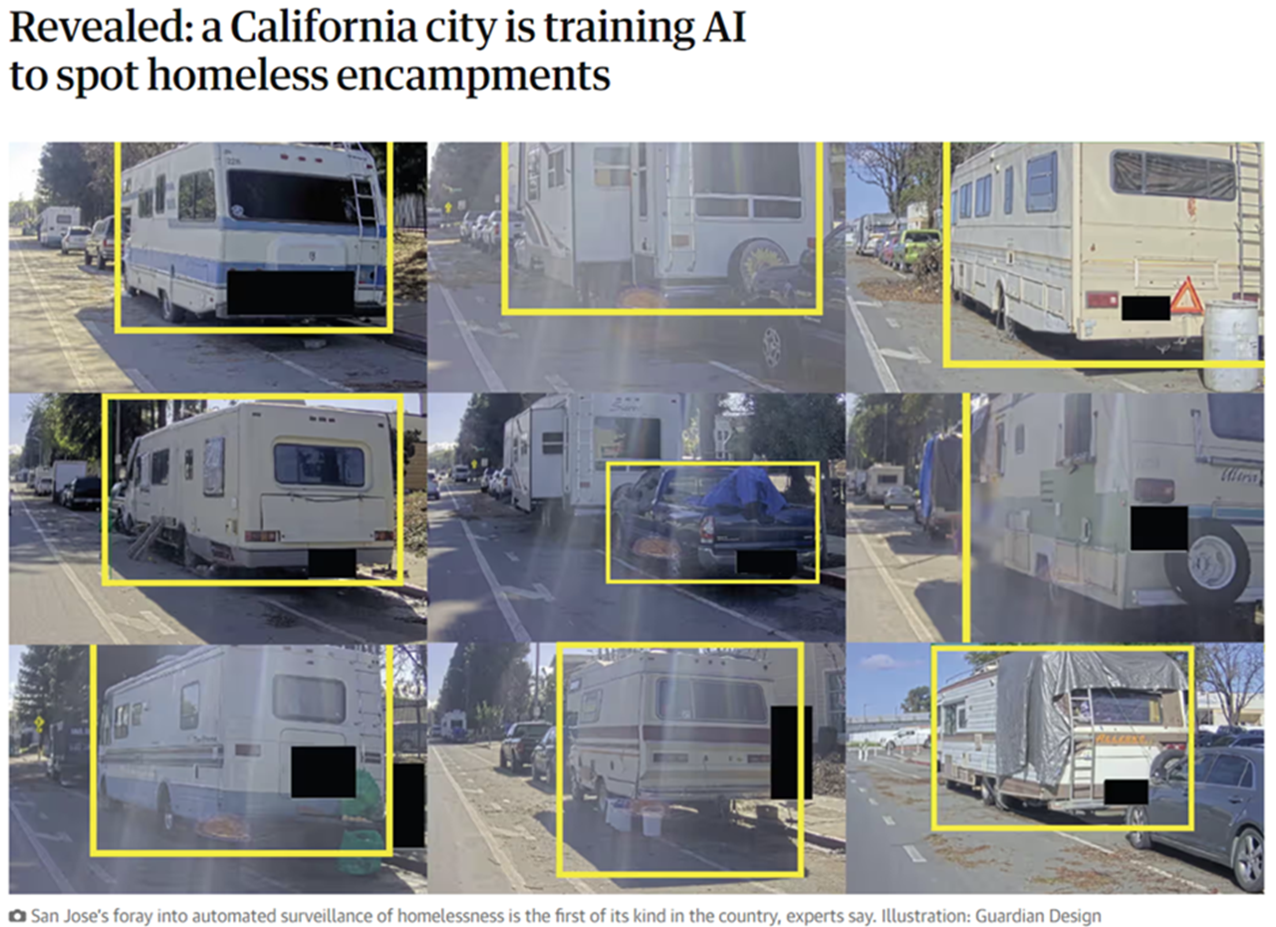 Une ville californienne entraîne l’IA à reconnaître les personnes sans-abris (capture d’écran: The Guardian)